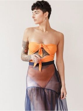 Maryam Nassir Zadeh strapless Deia tie front swimsuit